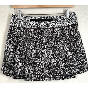 Lululemon Sz 6 Pace Rival Skirt Chikakasu Alpine White/Chirasu Black Rare Tennis
